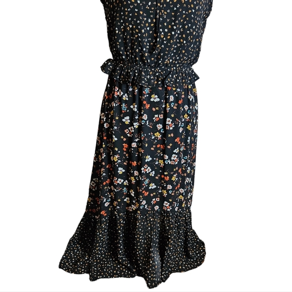 Ava James Floral Print Maxi Dress Sz M Peplum Waist Boho Fairy Whimsigoth Grunge - Picture 6 of 16